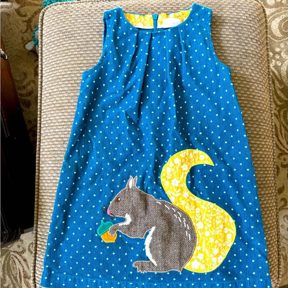 Mini Boden Other - Mini Boden Girls Teal Squirrel Corduroy Pinnie Dress Jumper